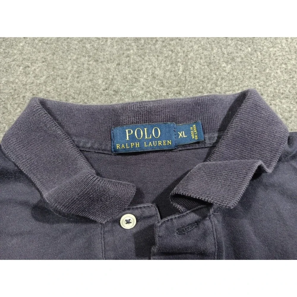 Polo Ralph Lauren Men's Short Sleeve Dark Blue Polo XL 100% Cotton Red Horse